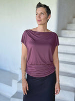 caraucci bamboo jersey purple reversible cap sleeve top #color_jam