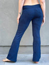 caraucci women's teal textured bamboo navy blue boot cut pants #color_navy