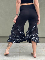 caraucci women's cotton lycra stretchy black ruffle bloomer pants with batik print trim #color_white