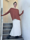 women's stretchy rayon jersey cream maxi skirt with raised stitch detail #color_cream