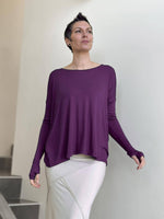 women's plant-based purple relaxed fit jersey long sleeve top #color_jam