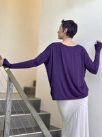 women's plant-based relaxed fit jersey purple long sleeve top #color_plum
