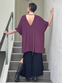 caraucci oversized purple v neck empire waist tunic or mini dress #color_jam