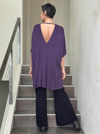 caraucci oversized purple v neck empire waist tunic or mini dress #color_plum