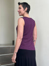 carrie top caraucci women's lightweight rayon jersey purple draped neck tank top #color_jam