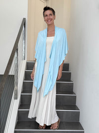 caraucci lightweight rayon jersey convertible light blue wrap vest can be worn multiple ways #color_canal-blue