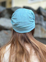 caraucci aqua blue cotton turban hat #color_aqua