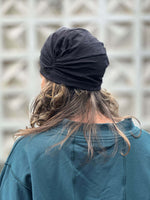 caraucci black cotton turban hat #color_black