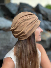 caraucci camel cotton turban hat #color_camel