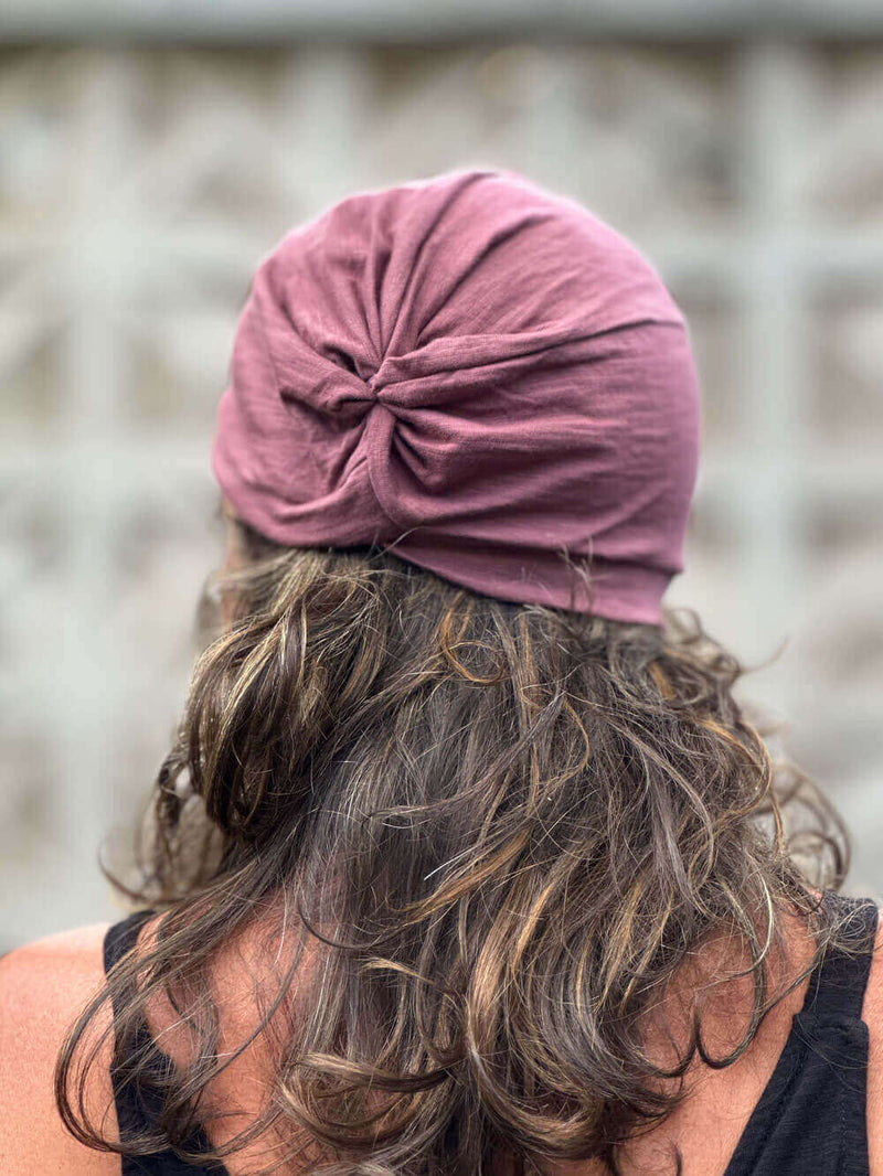 caraucci dusty rose cotton turban hat #color_mangosteen