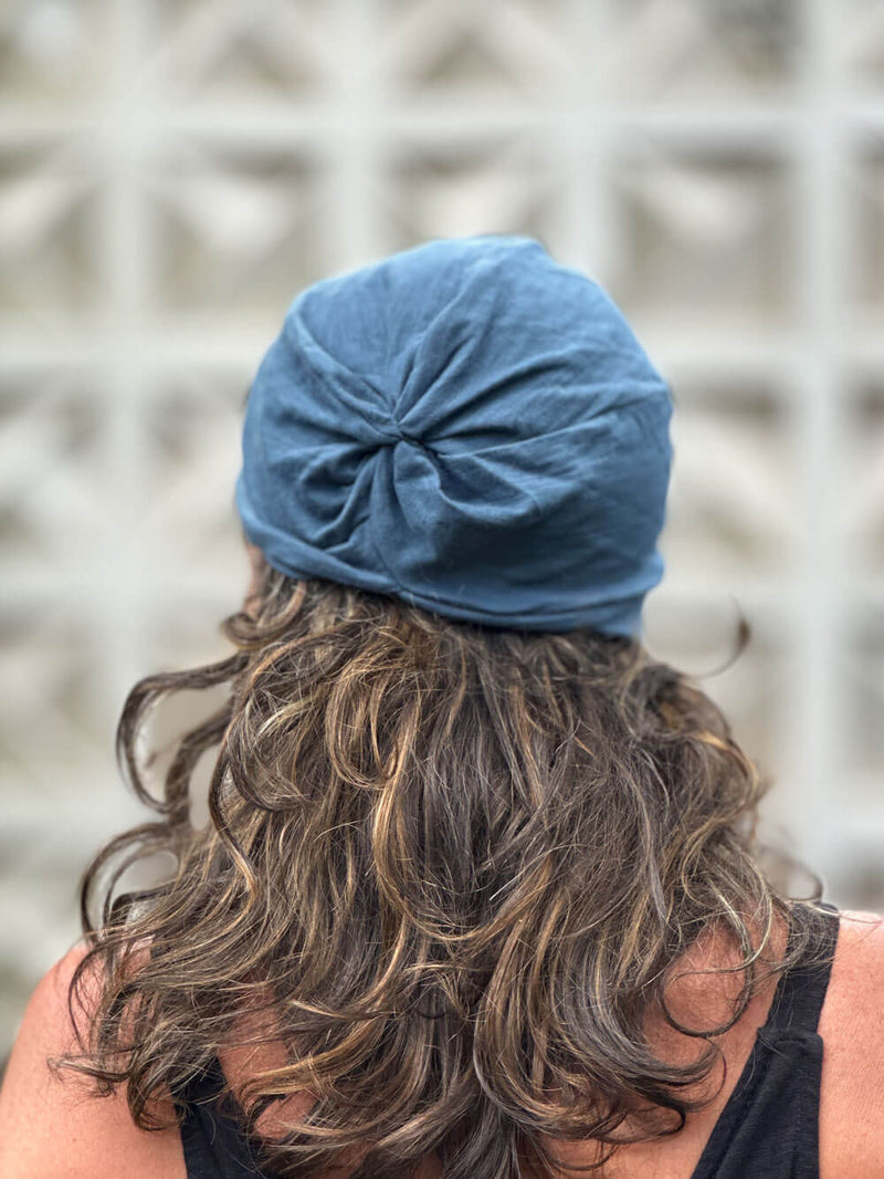 caraucci blue cotton turban hat #color_pacific