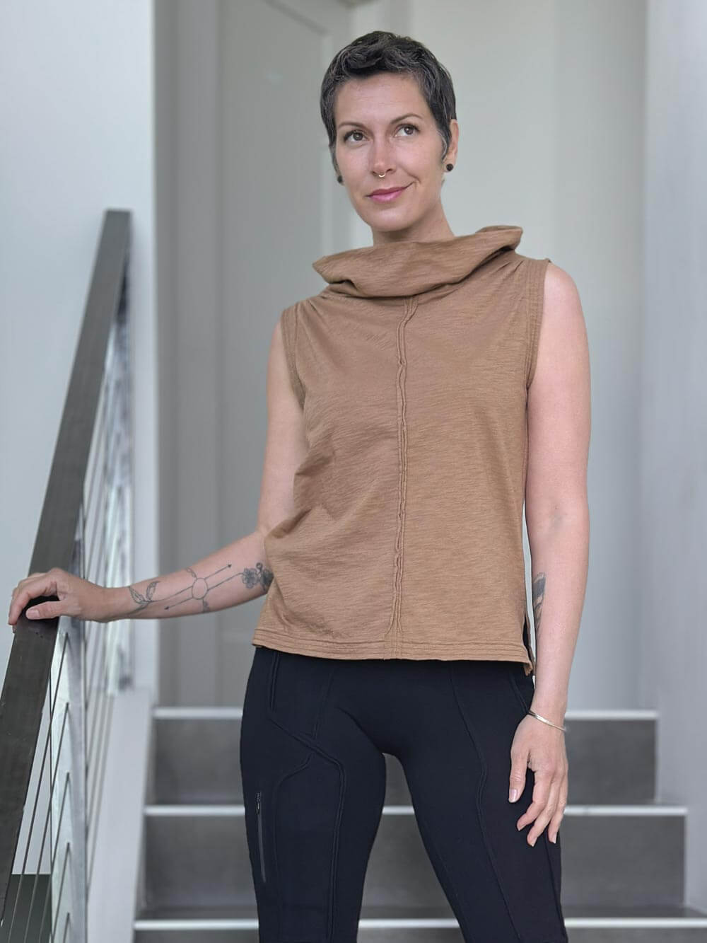 Cowl Neck Tank Top | Women's Cotton Tops – CARAUCCI