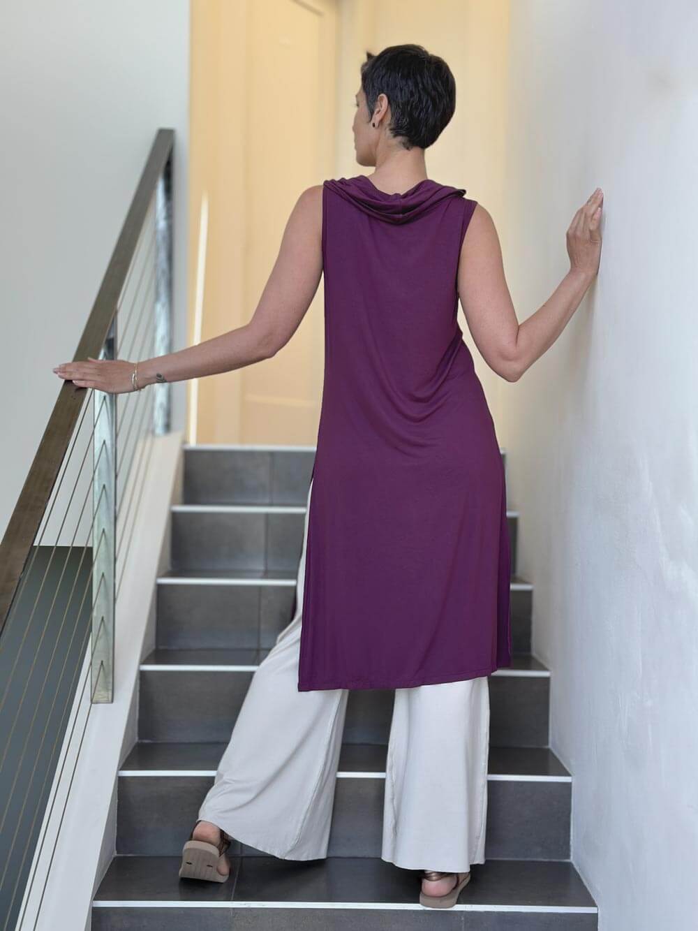 Cowl Neck Slit Tunic | Women's Sleeveless Tunics – CARAUCCI