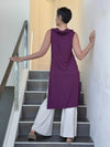 caraucci purple cowl neck side slit sleeveless tunic #color_jam