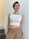 caraucci plant-based fitted cream boatneck crop top #color_cream