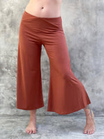 caraucci women's plant-based rayon jersey cropped copper pumpkin orange wide leg pants #color_copper