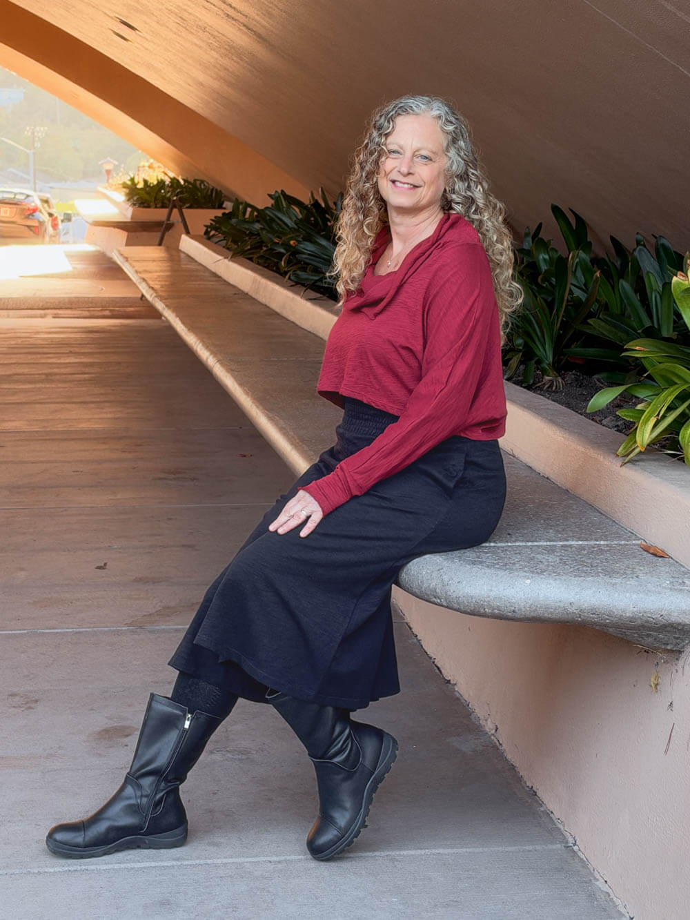 caraucci wide leg flare black cotton culotte pants with pockets #color_black