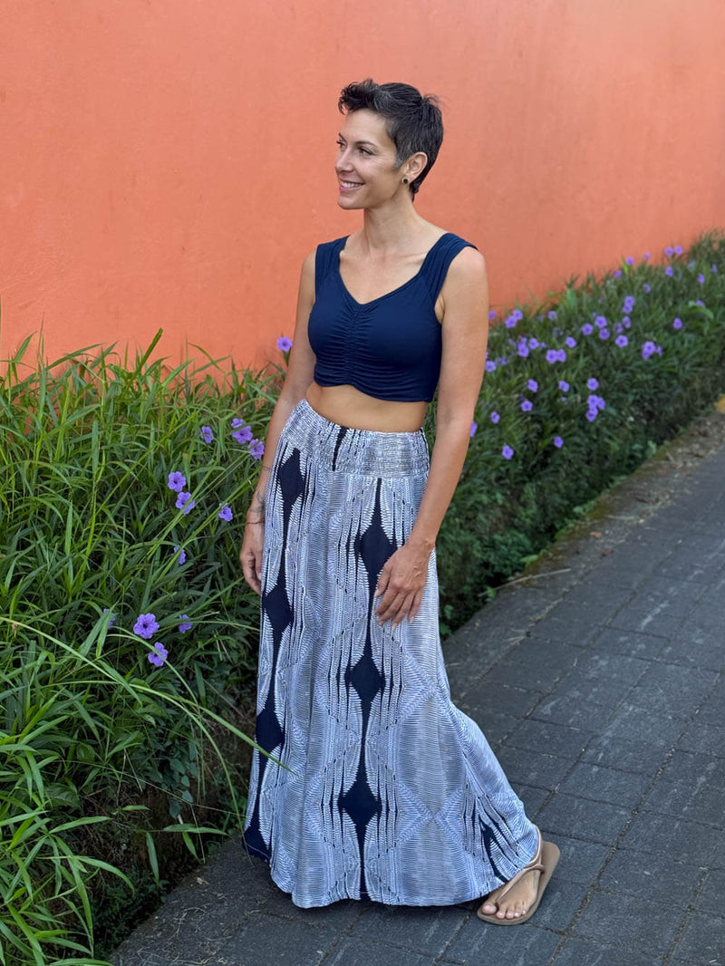 Navy Diamond Wide Leg Flow Pant