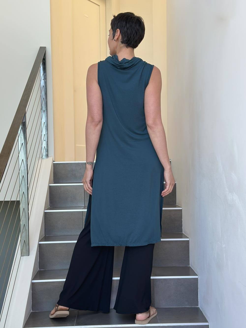 Cowl Neck Slit Tunic | Women's Sleeveless Tunics – CARAUCCI Cowl Neck Slit Tunic | Women's Sleeveless Tunics – CARAUCCI