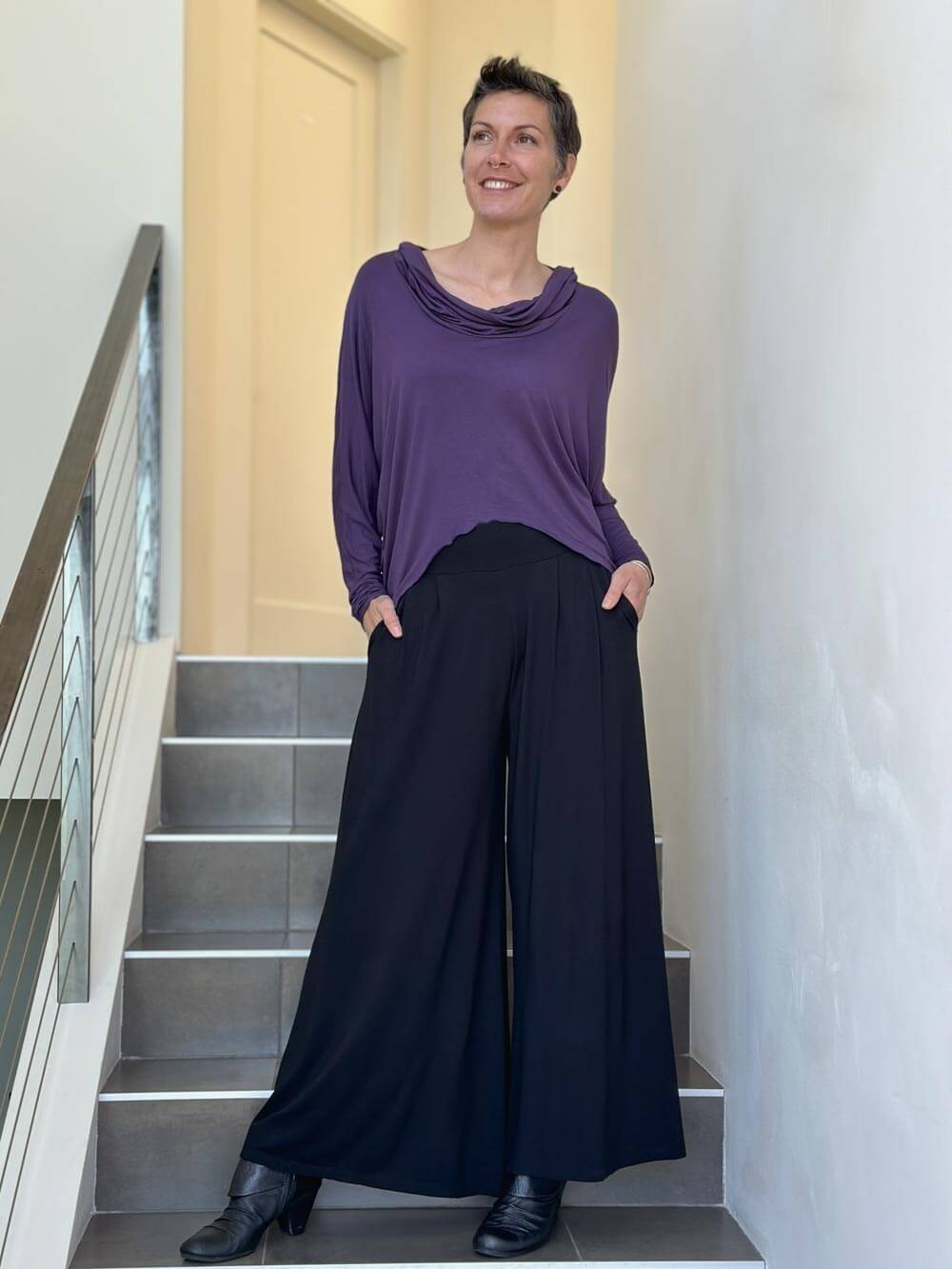 Jersey Dolman Cowl Top | Women's Relaxed Fit Tops – CARAUCCI