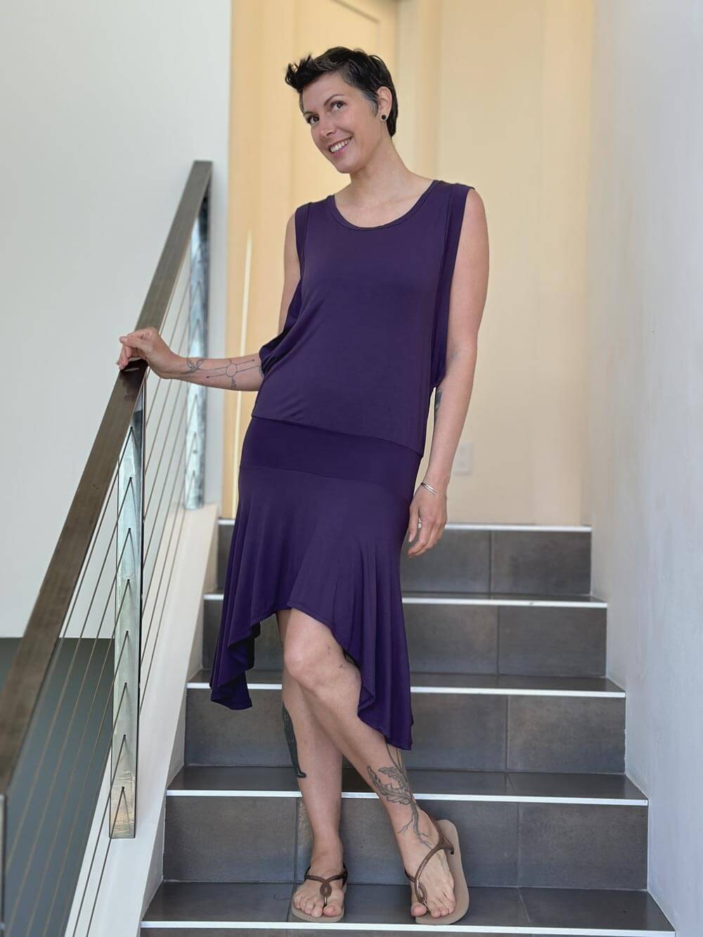 caraucci purple drop-waisted flapper dress #color_plum
