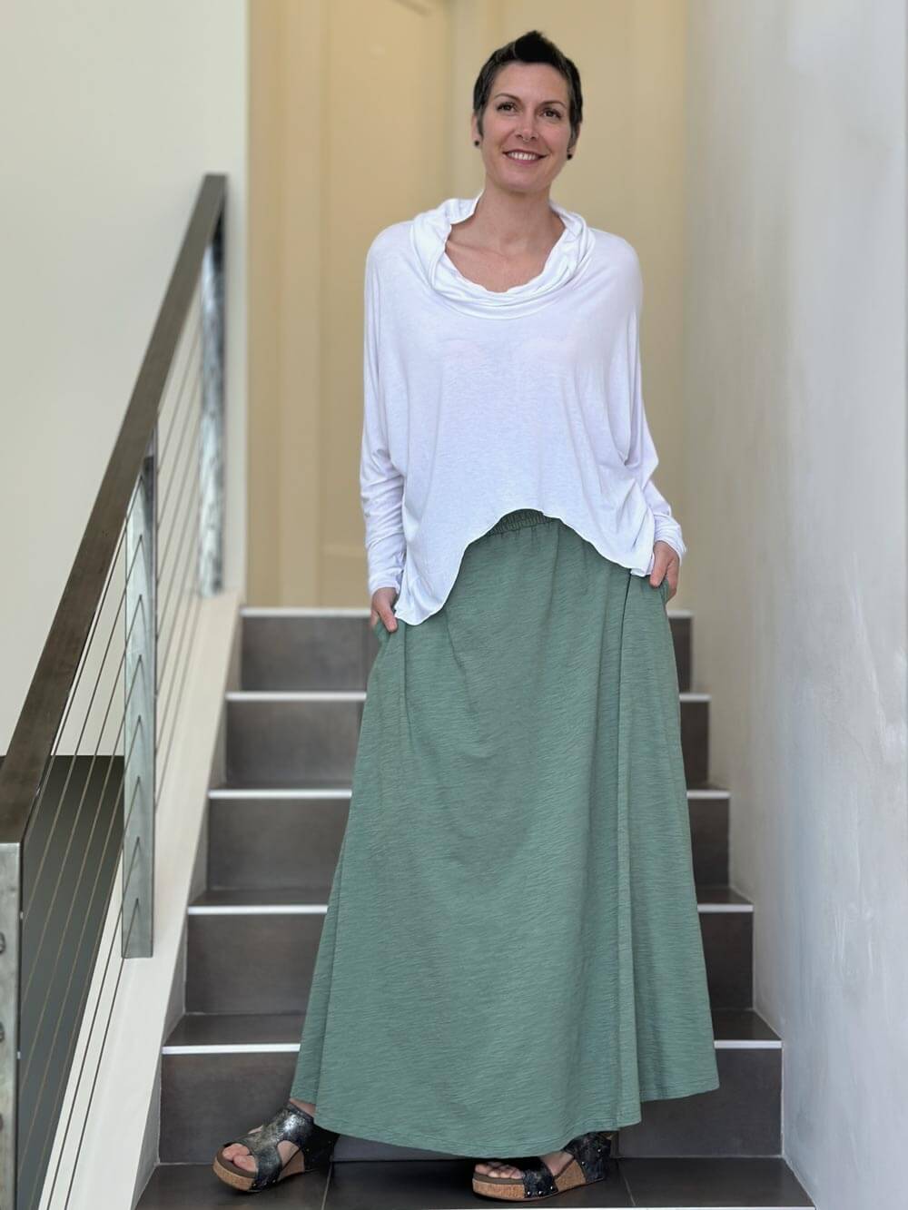 Modest Knee Length Cotton Skirt - Comfortable A-Line Design