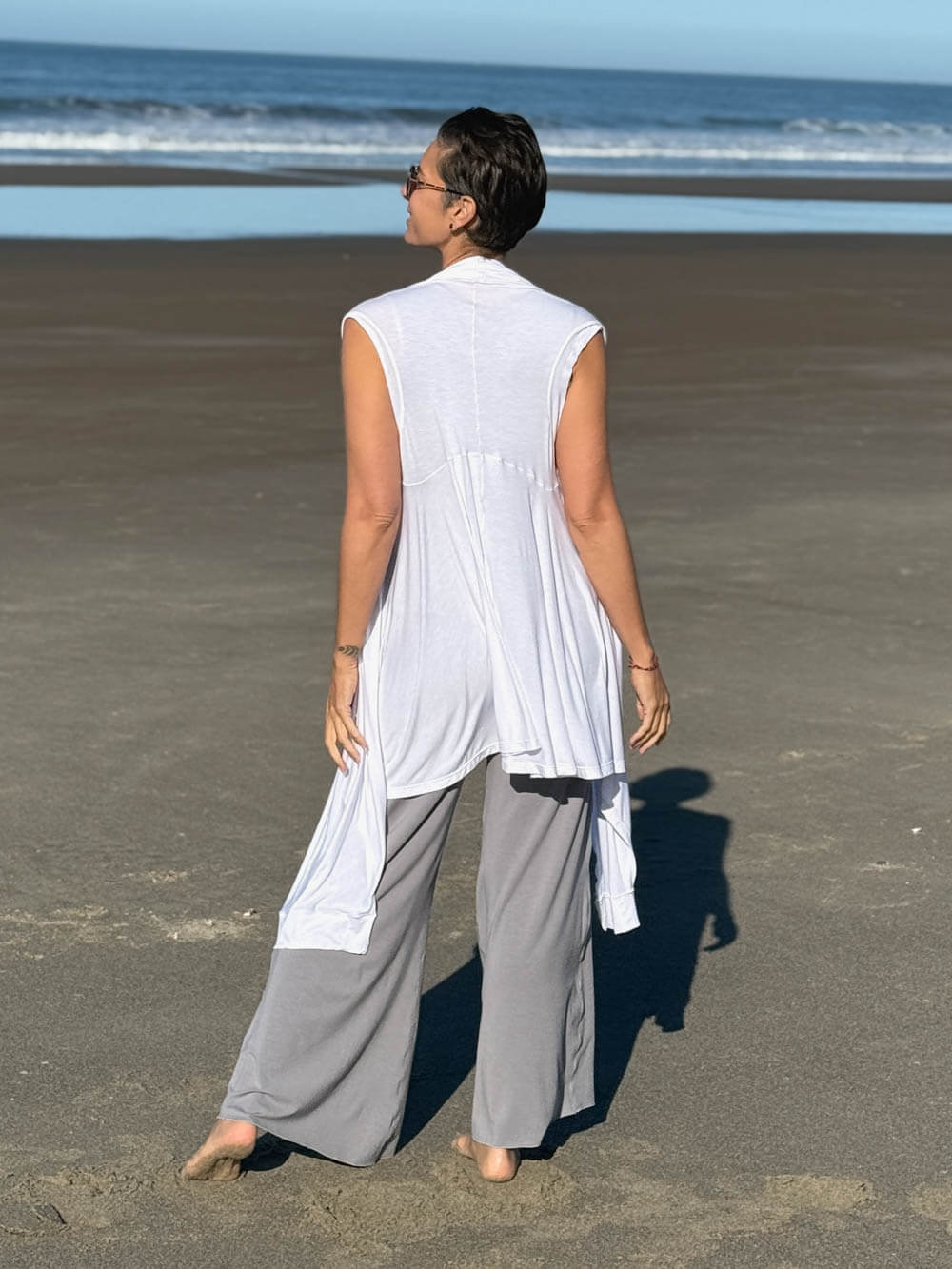 caraucci convertible white wrap vest can be worn multiple way #color_white