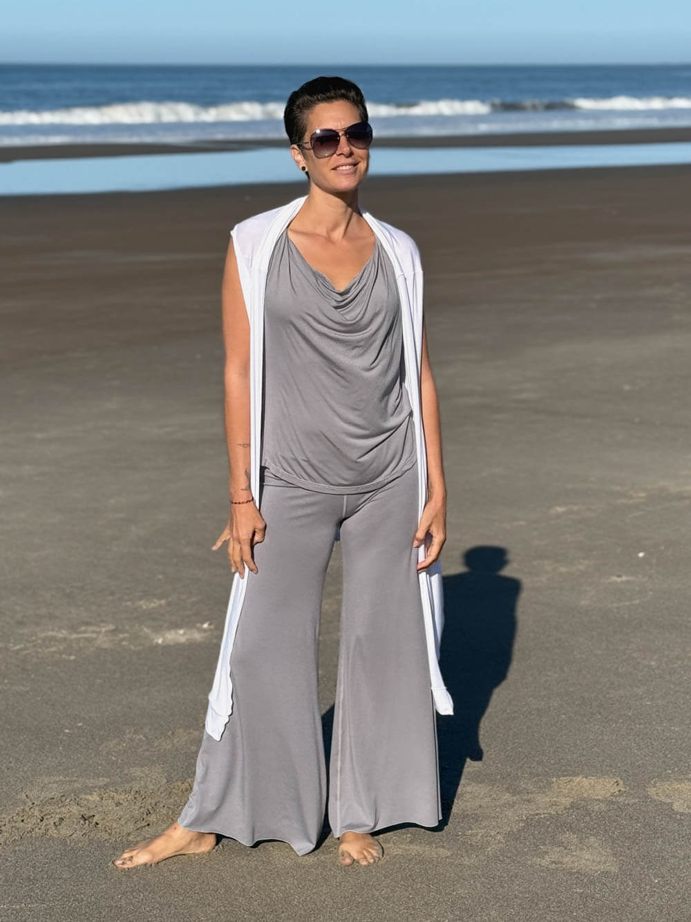 caraucci convertible white wrap vest can be worn multiple way #color_white