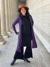 caraucci high neck cap sleeve black double slit tunic dress #color_black