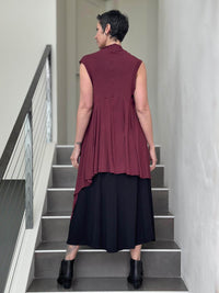 caraucci  jersey convertible maroon wrap vest can be worn multiple way #color_wine