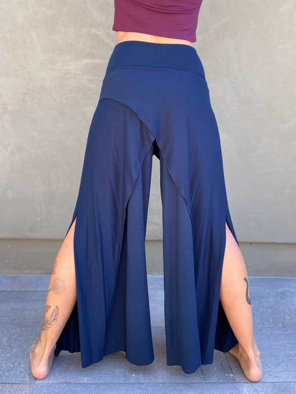 Cross Over Wide Leg Slit Flare Pants | Women's Plant-Based