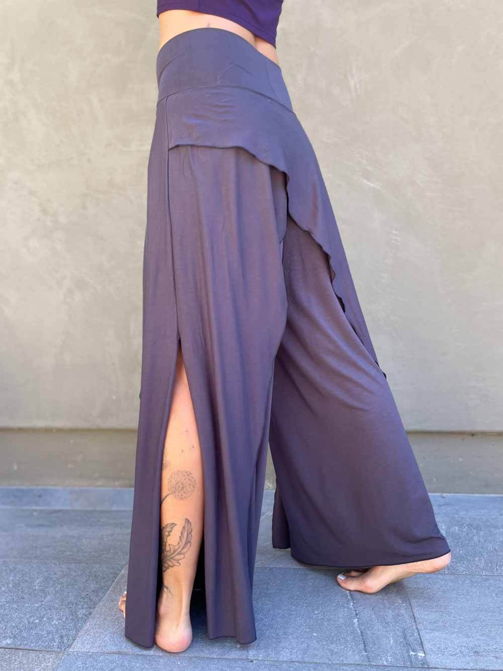 Cross Over Wide Leg Slit Flare Pants | Women's Plant-Based