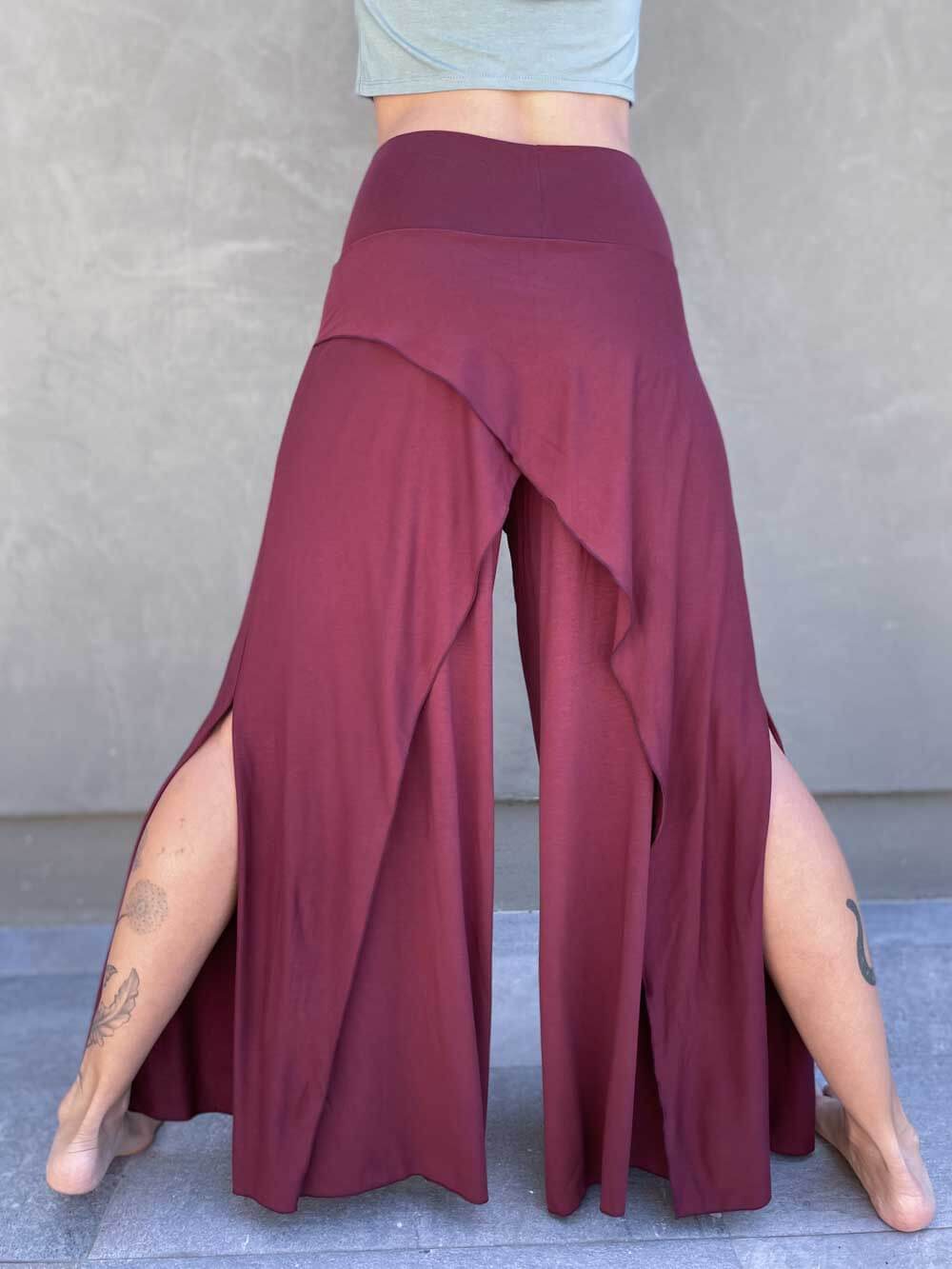 Cross Over Wide Leg Slit Flare Pants | Women's Plant-Based