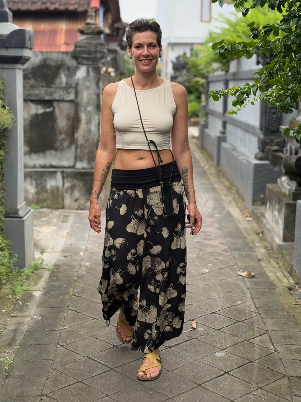 Gingko Print Ruched Pant