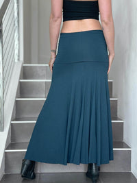 women's stretchy teal blue hourglass convertible maxi skirt and dress #color_teal