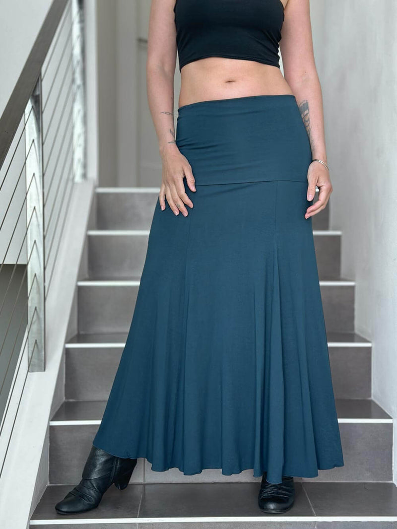 women's stretchy teal blue hourglass convertible maxi skirt and dress #color_teal