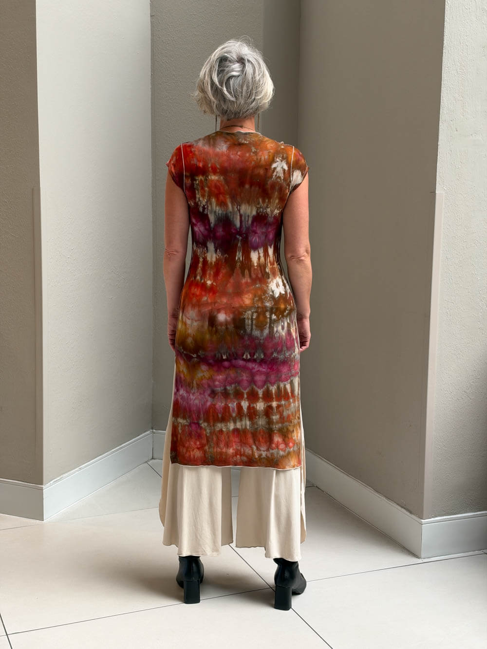 Ice Dyed Cap Sleeve Slit Tunic