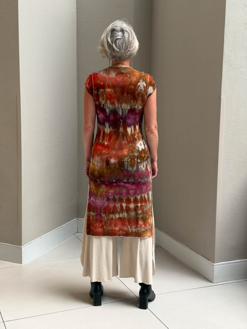Ice Dyed Cap Sleeve Slit Tunic