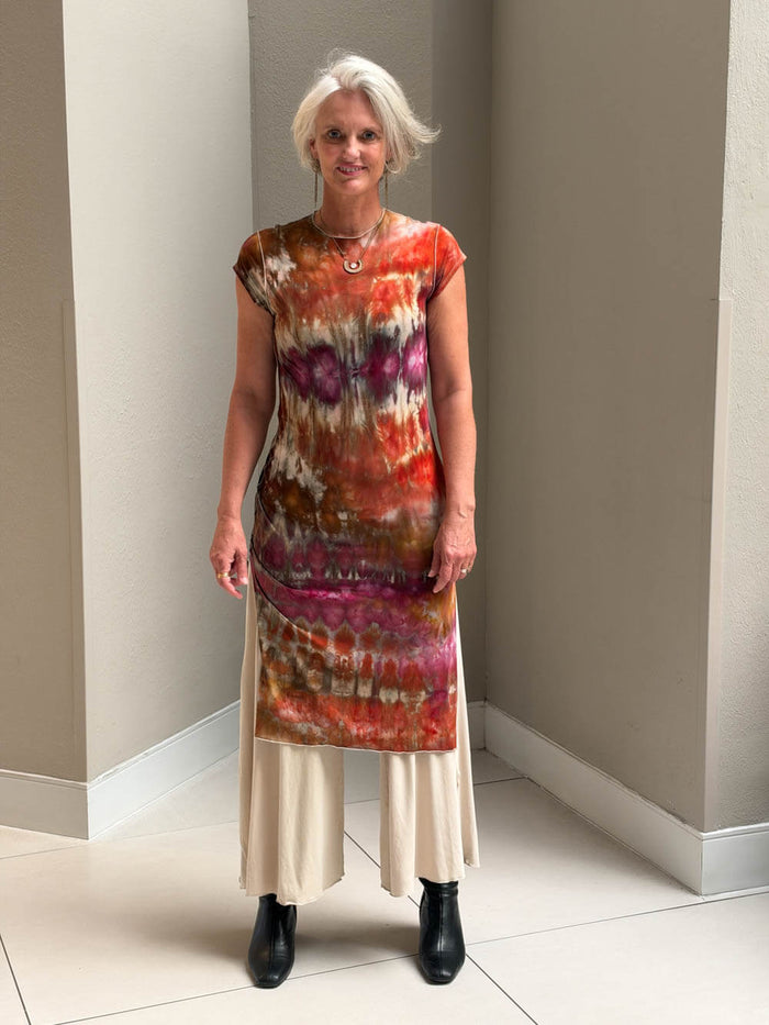 Ice Dyed Cap Sleeve Slit Tunic