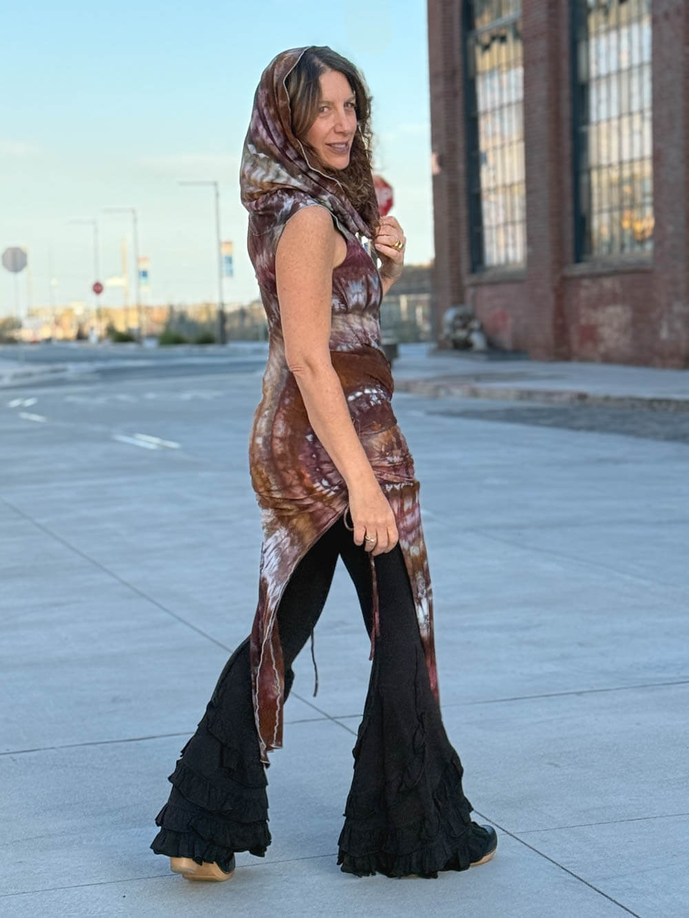 Ice Dye Cowl Ruched Tunic