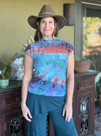 Ice Dye Ribbed Eco Cap Sleeve Mock Top