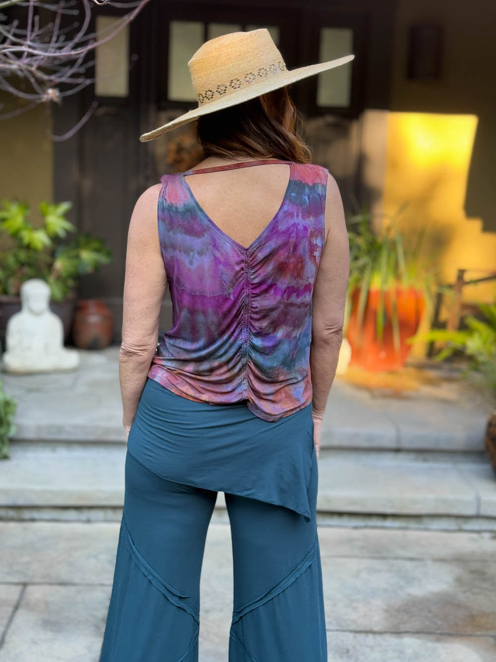 Ice Dye Reversible Ruched Tank Top