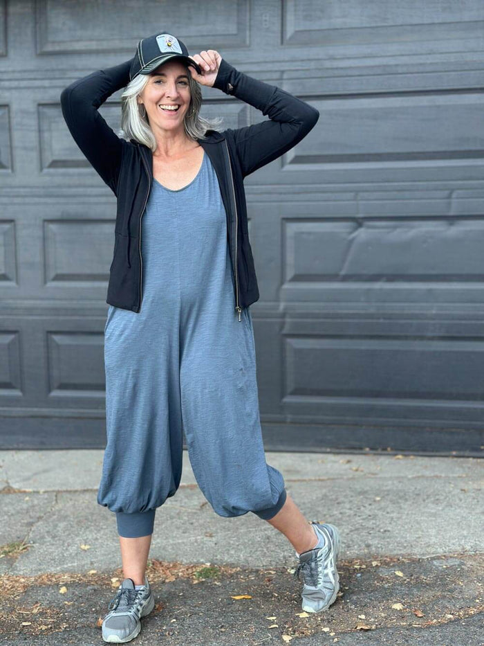  caraucci gray cotton one-piece jogger leg jumper #color_carbon