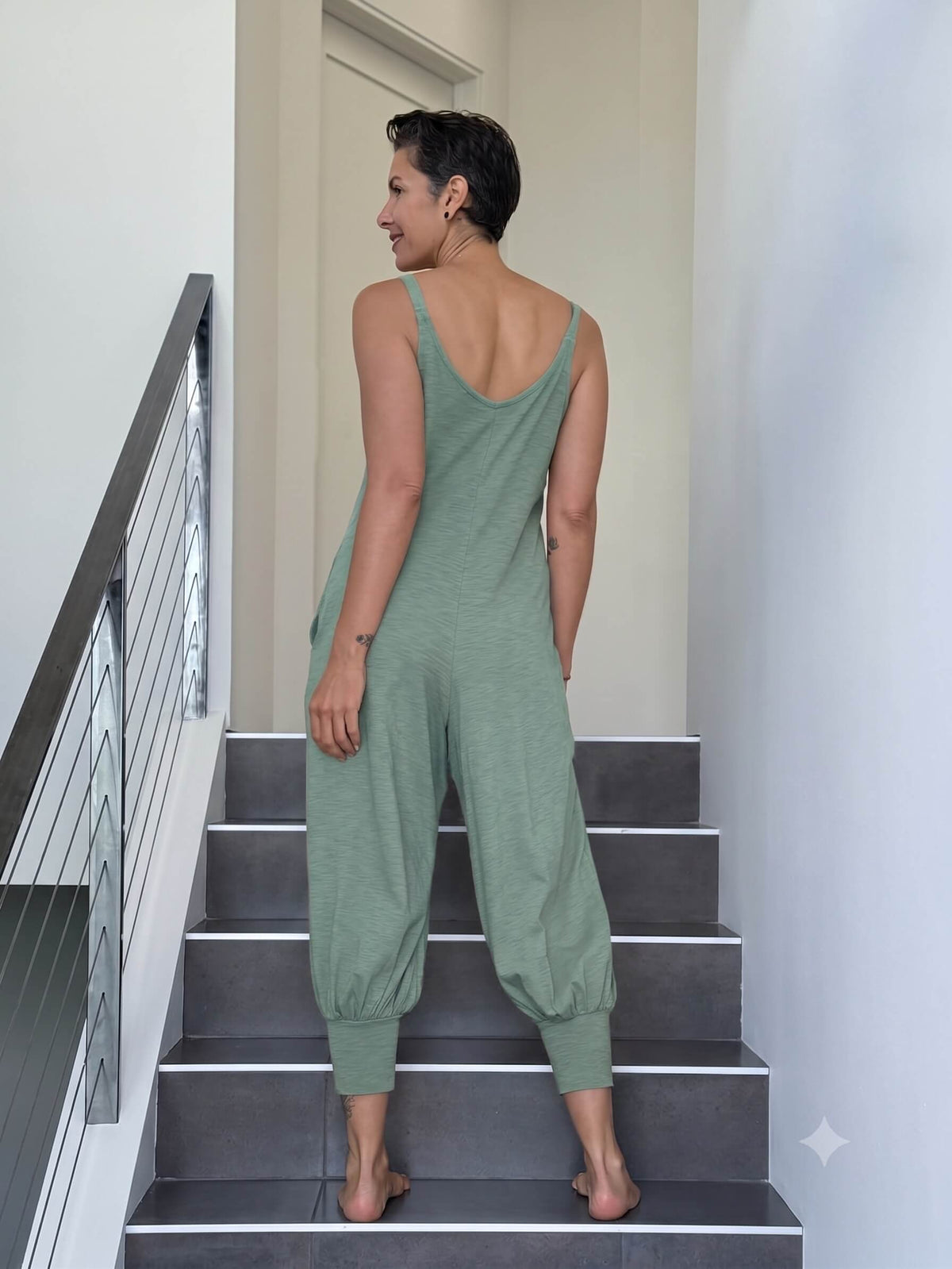 caraucci cotton one-piece jogger style sage green jumper #color_matcha