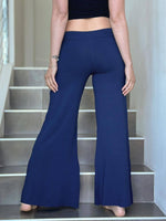 caraucci stretchy navy blue flare-leg pants #color_navy