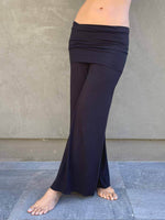 women's natural stretchy rayon jersey skirt-over flow pants #color_black