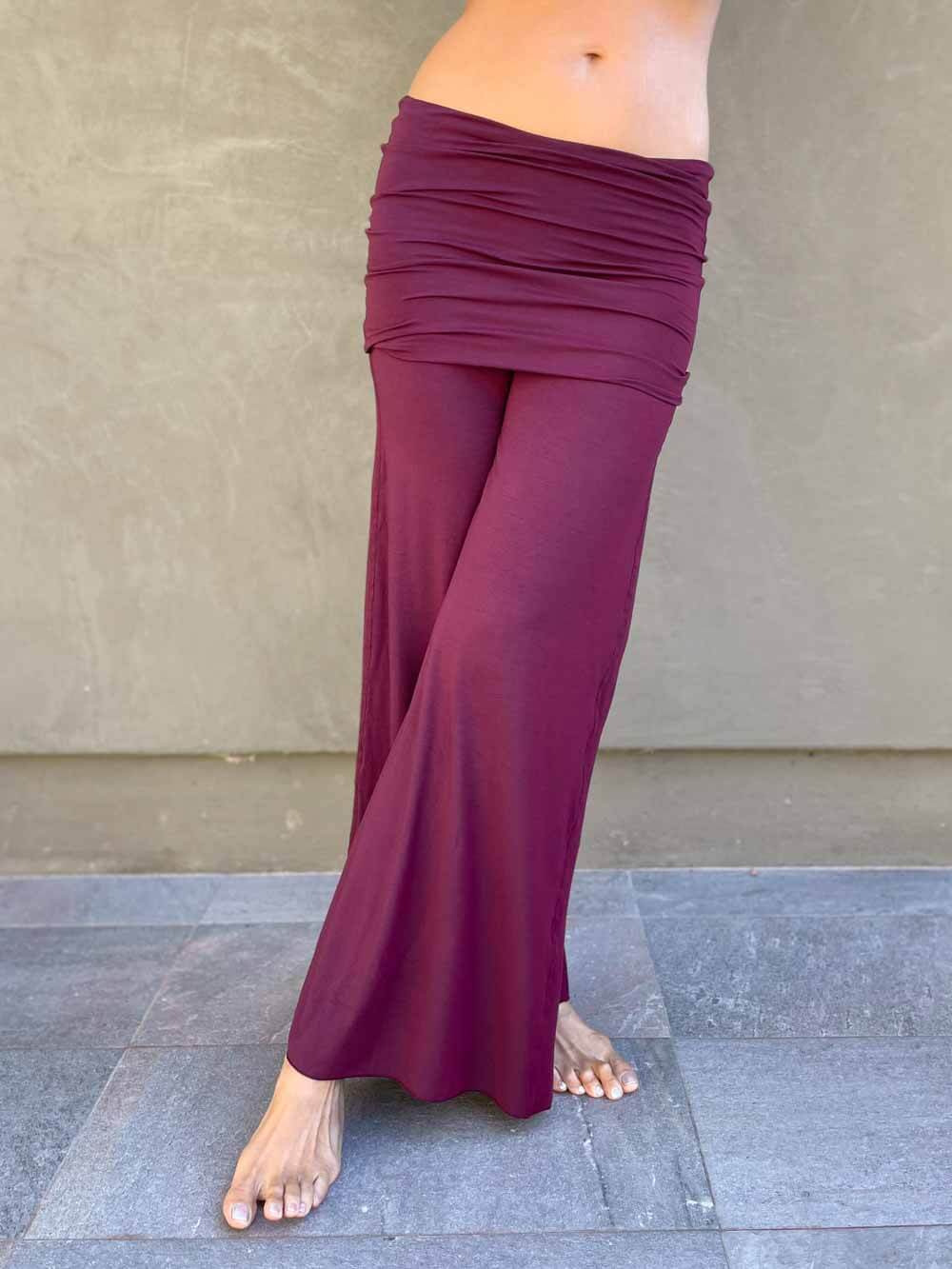 women's natural stretchy rayon jersey skirt-over flow pants #color_jam