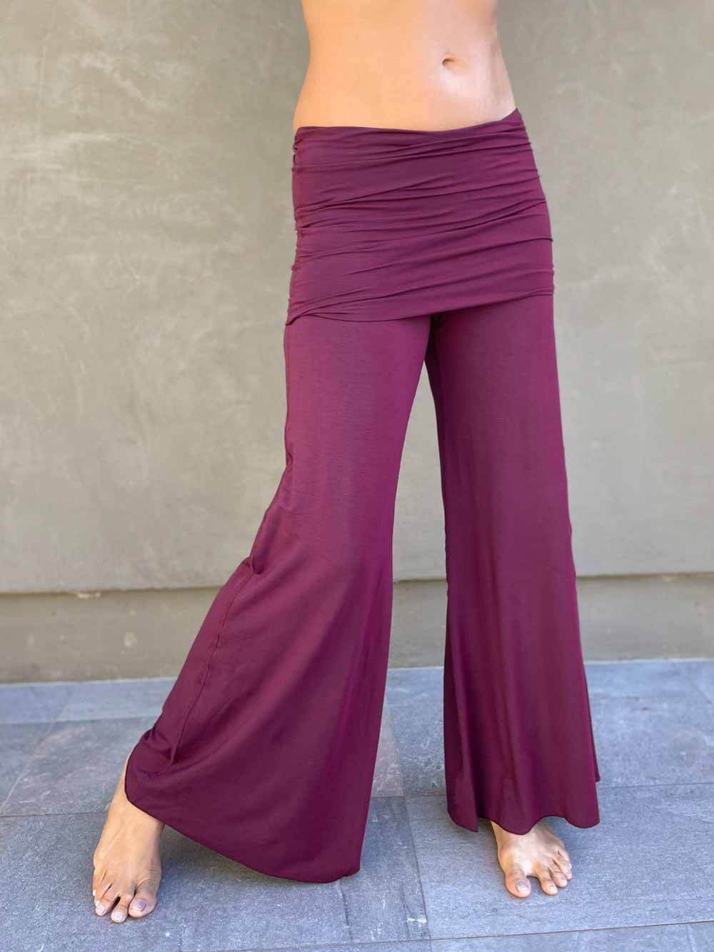 women's natural stretchy rayon jersey skirt-over flow pants #color_jam