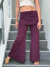 caraucci stretch jersey purple skirt-over wide leg flow pants #color_jam