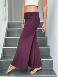 caraucci stretch jersey purple skirt-over wide leg flow pants #color_jam